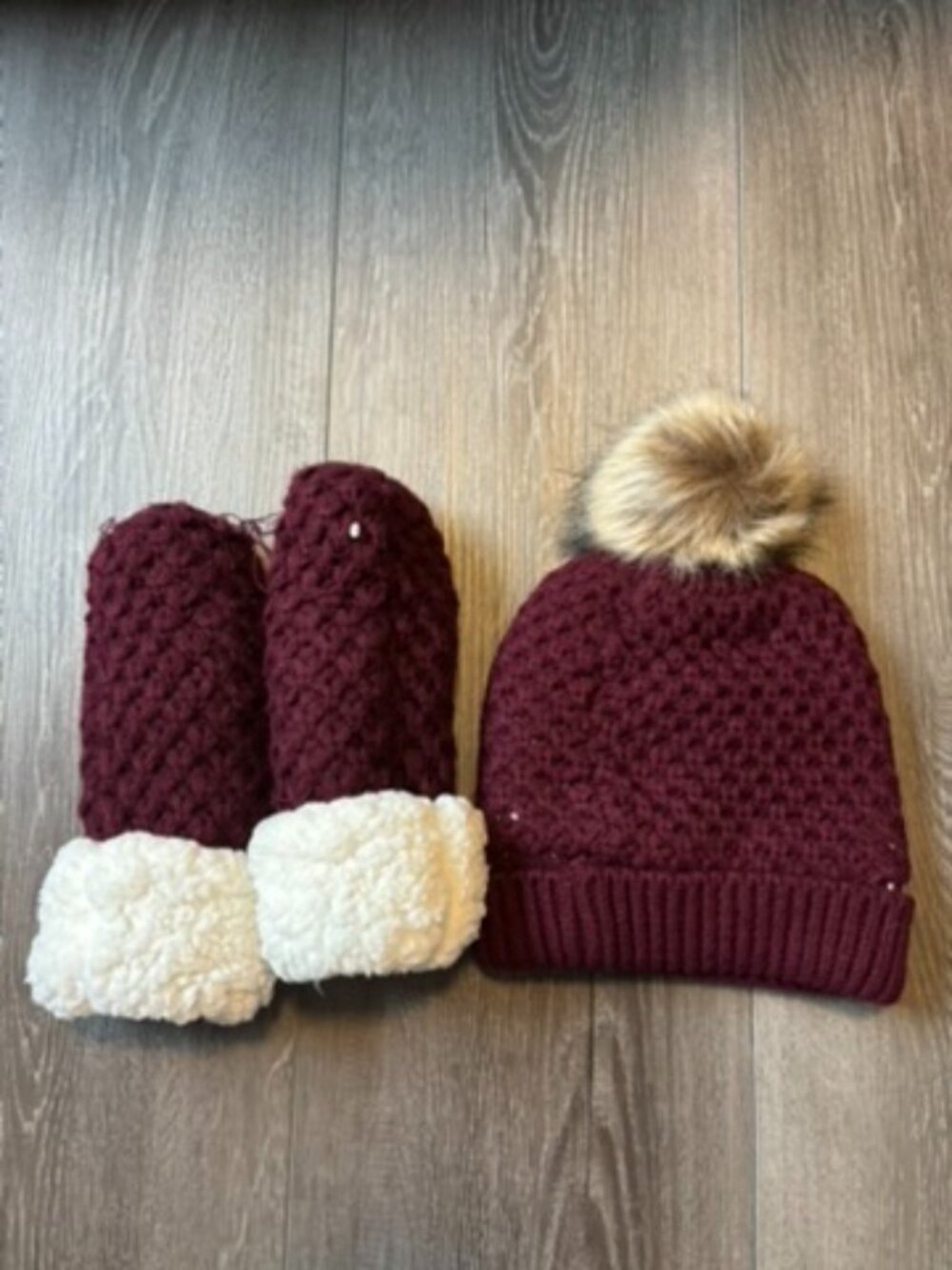 Just Cozy Burgundy Hat + Mittens